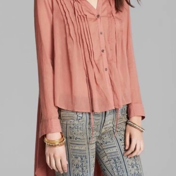 Free People Sisters of the Moon High Low Tunic Shirt Blouse S/M oversized hippie - Picture 1 of 15
